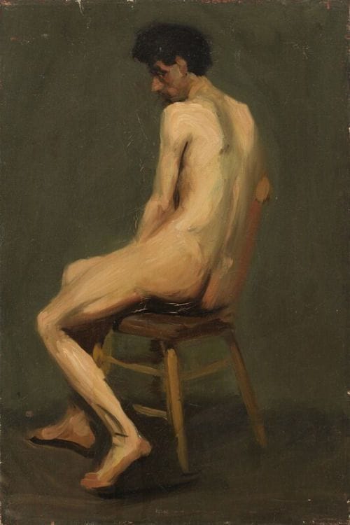 Artwork Title: Seated Male Nude Seen From Behind