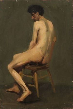 Artwork Title: Seated Male Nude Seen From Behind