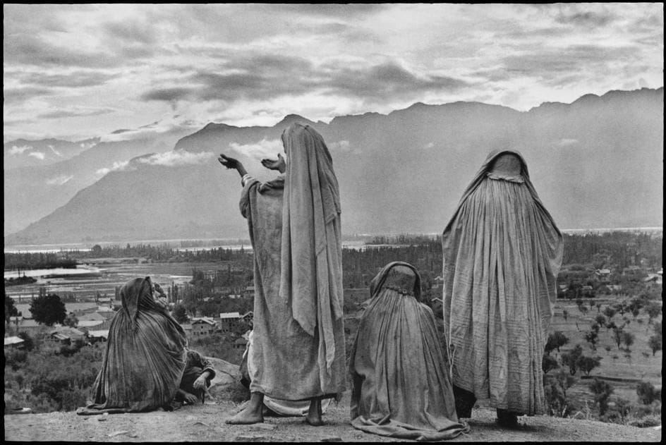 Artwork Title: India. Kashmir. Srinagar. 1948. Muslim Women On The Slopes Of Hari Parbal Hill, Praying Toward The S