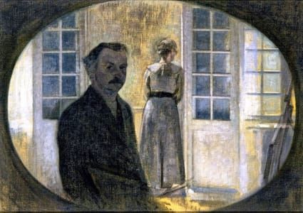 Artwork Title: Double Portrait of the Artist and his Wife, seen through a Mirror, The Cottage Spurveskjul
