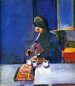Artwork Title: Girl And Three Coffee Cups