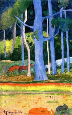 Artwork Title: Landscape with Blue Tree Trunks
