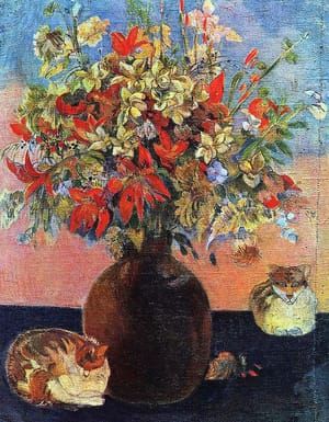 Artwork Title: Flowers and Cats