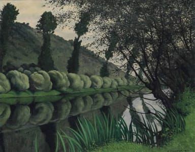 Artwork Title: The Seine river lined with willow trees, Tournedos
