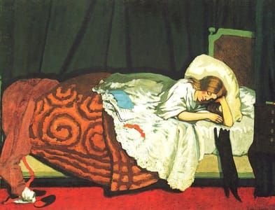 Artwork Title: [WomanIn Bed and Playing with the Cat]