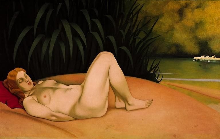 Artwork Title: Femme nue dormant au bord de l'eau