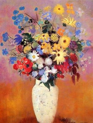 Artwork Title: White Vase with Flowers