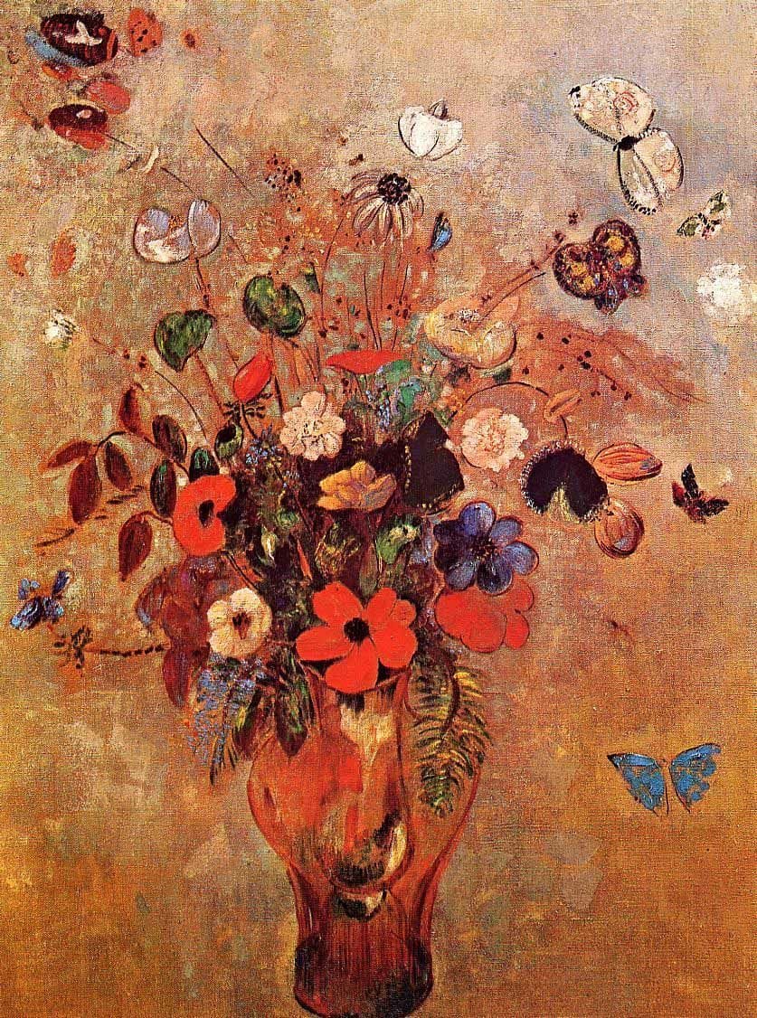 Artwork Title: Vase with Flowers and Butterflies