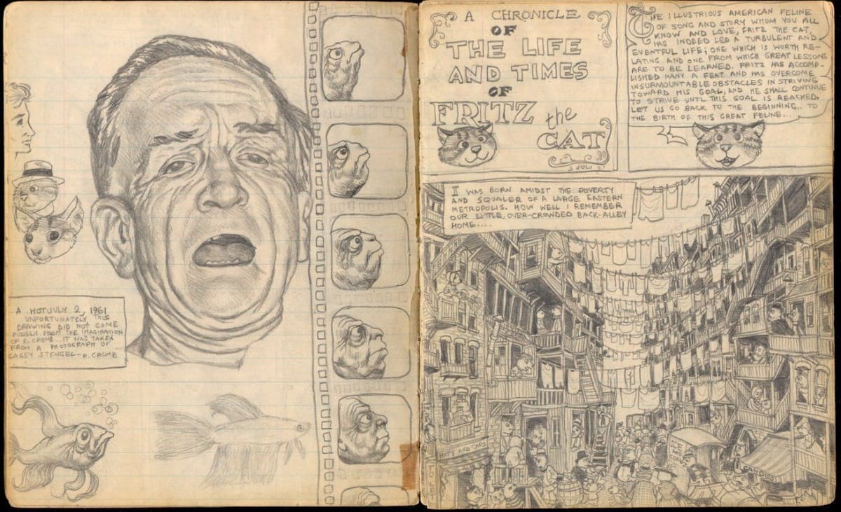 Artwork Title: Early sketchbook pages, drawn at age 17
