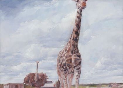 Artwork Title: Giraffe and ostrich
