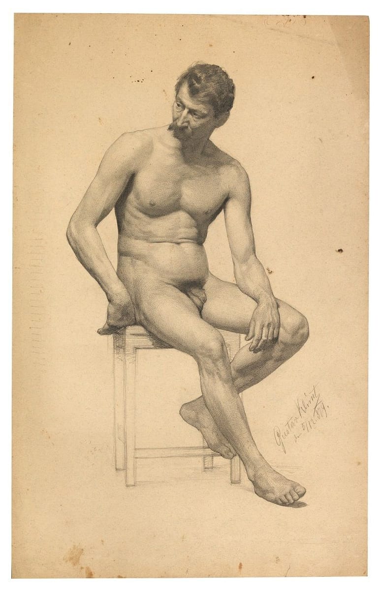 Artwork Title: Seated male nude, looking to the left