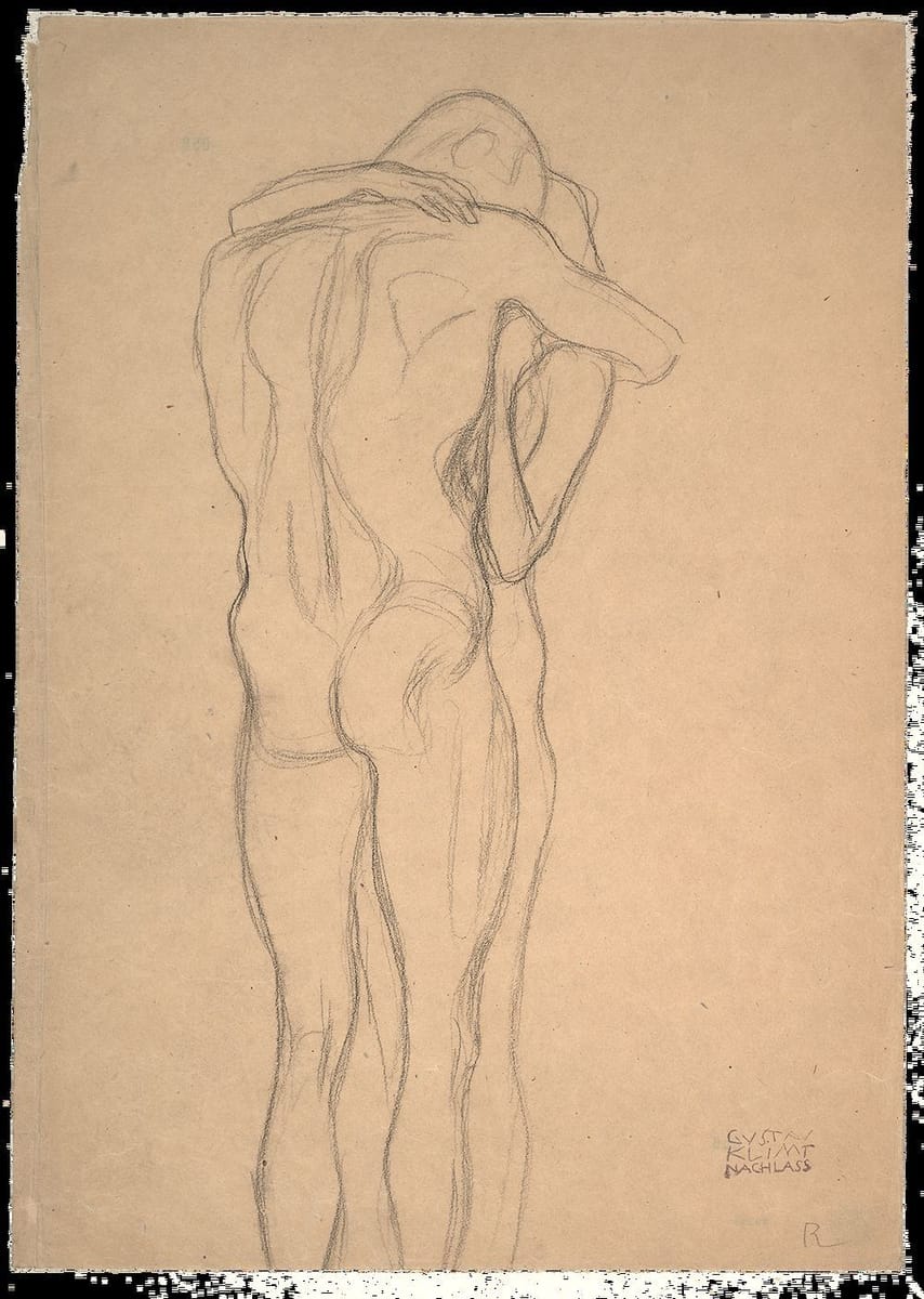 Artwork Title: Embracing Couple (Study for ‘This Kiss to the Entire World; Beethoven Frieze’)