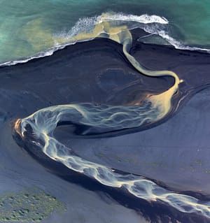 Artwork Title: Aerial View of Iceland's Volcanic Rivers