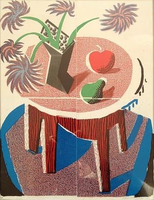 Artwork Title: Flowers, apples and pear on a table