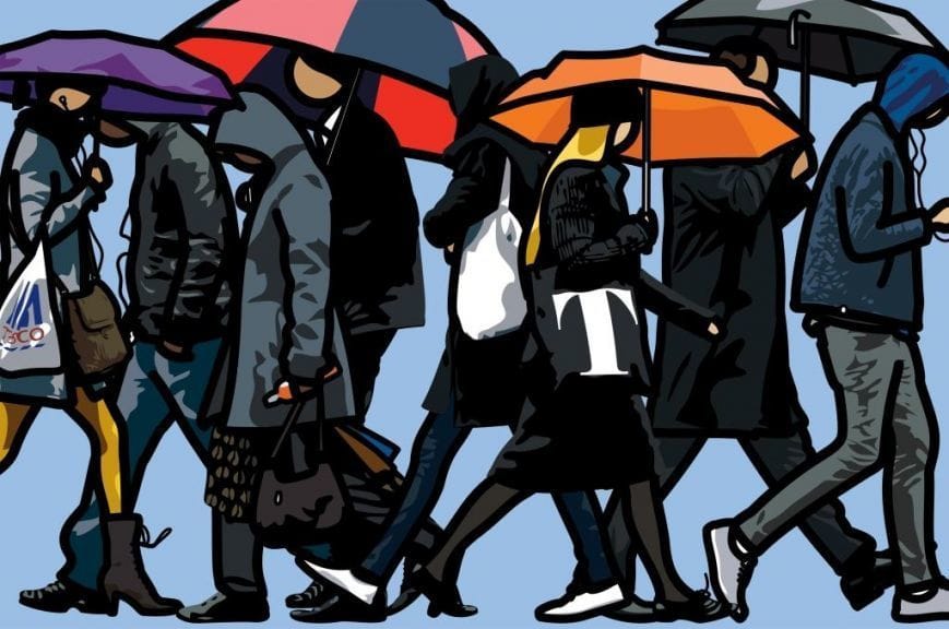 Artwork Title: Walking in the rain. London