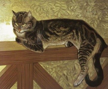 Artwork Title: Ete, Chat sur une Balustrade (Summer, Cat on a Railing)