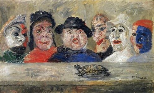 Artwork Title: Masks Looking at a Tortoise