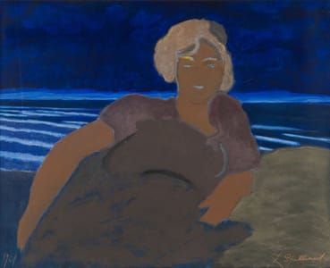 Artwork Title: Femme dans les dunes, mer phosphorescente (Woman in the dunes, phosphorescent sea)