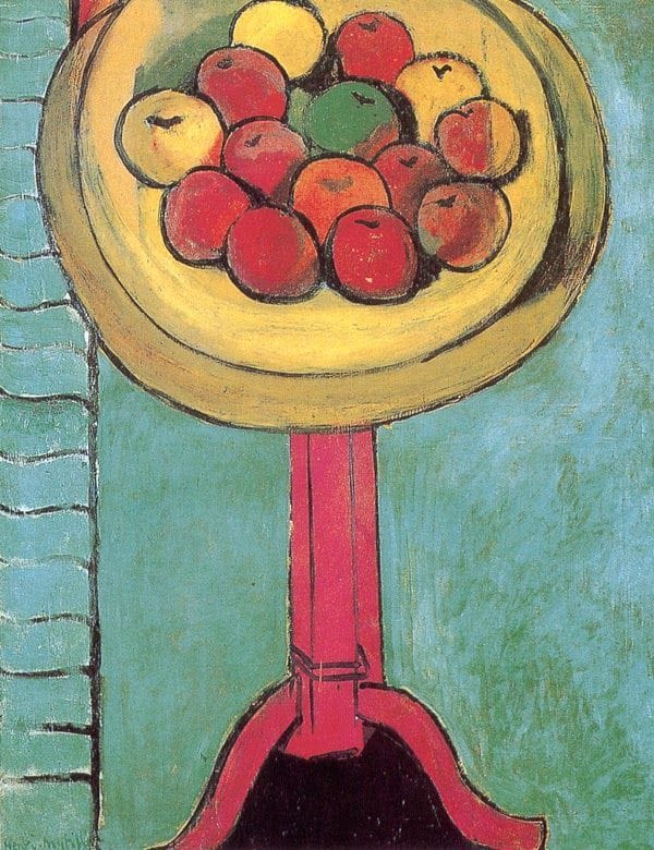 Artwork Title: Apples on a Table, Green Background
