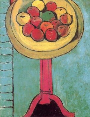 Artwork Title: Apples on a Table, Green Background