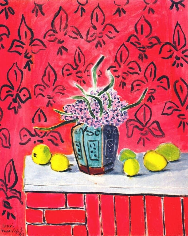 Artwork Title: Hyacinths and Lemons, Fleur-de-lys Background