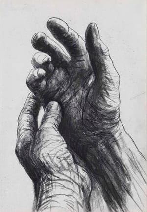 Artwork Title: The Artists Hands (verso), circa 1974