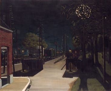 Artwork Title: Small Train Station at Night