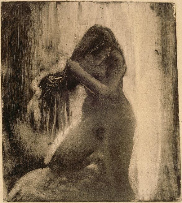 Artwork Title: Nude Woman Combing Her Hair