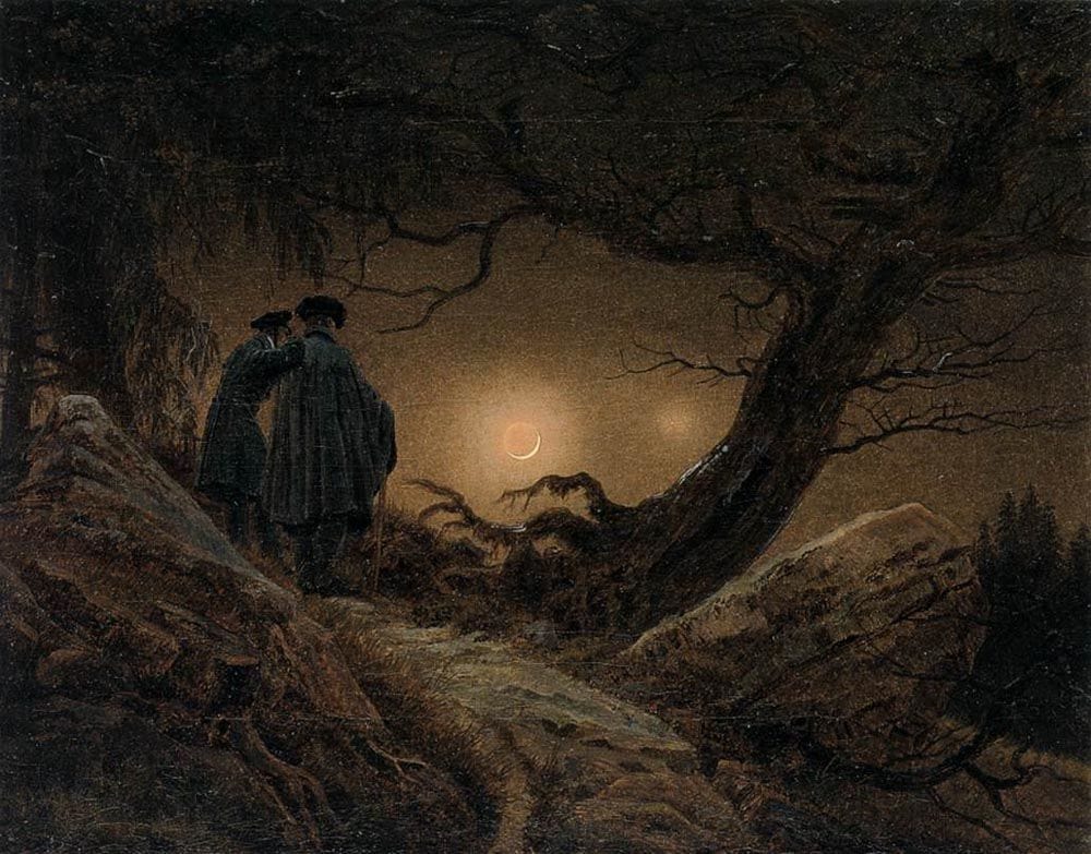 Artwork Title: Two Men Contemplating The Moon