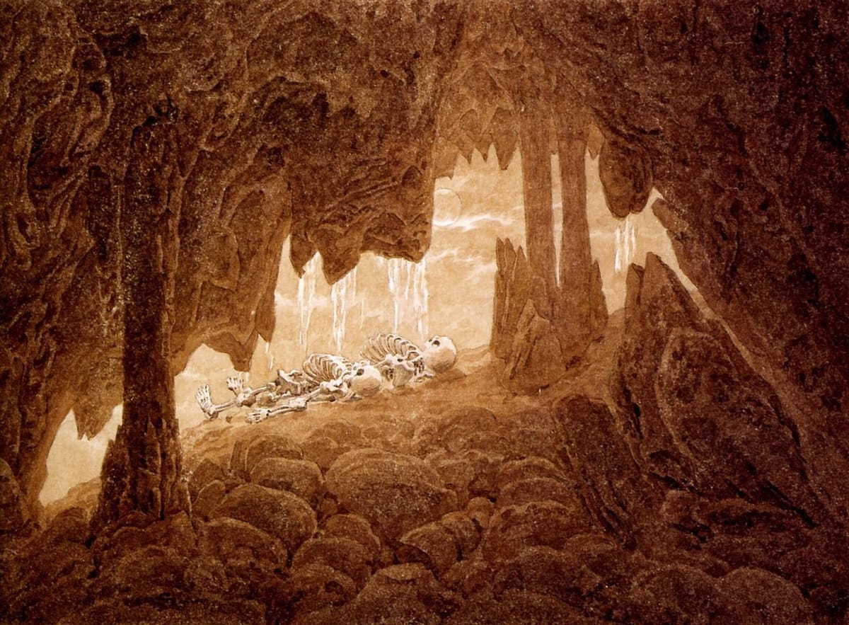 Artwork Title: Two Skeletons in a Cave