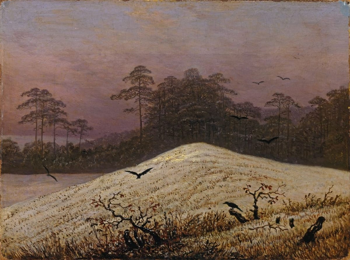 Artwork Title: Snowy Hill with Ravens
