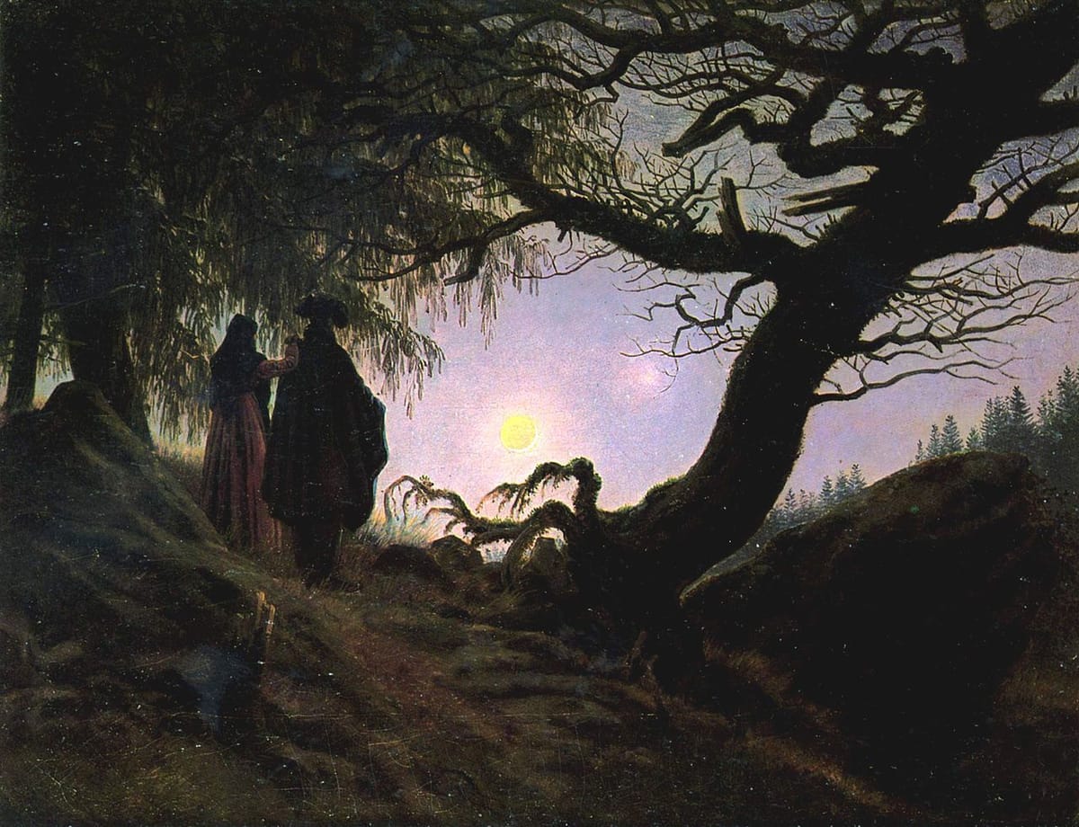 Artwork Title: Man And Woman Contemplating The Moon