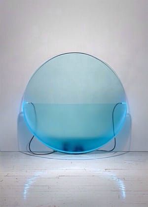 Artwork Title: Lit Blue Circle With Etched Glass