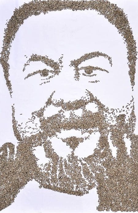 Artwork Title: Portrait Of Ai Wei Wei Using Sunflower Seeds