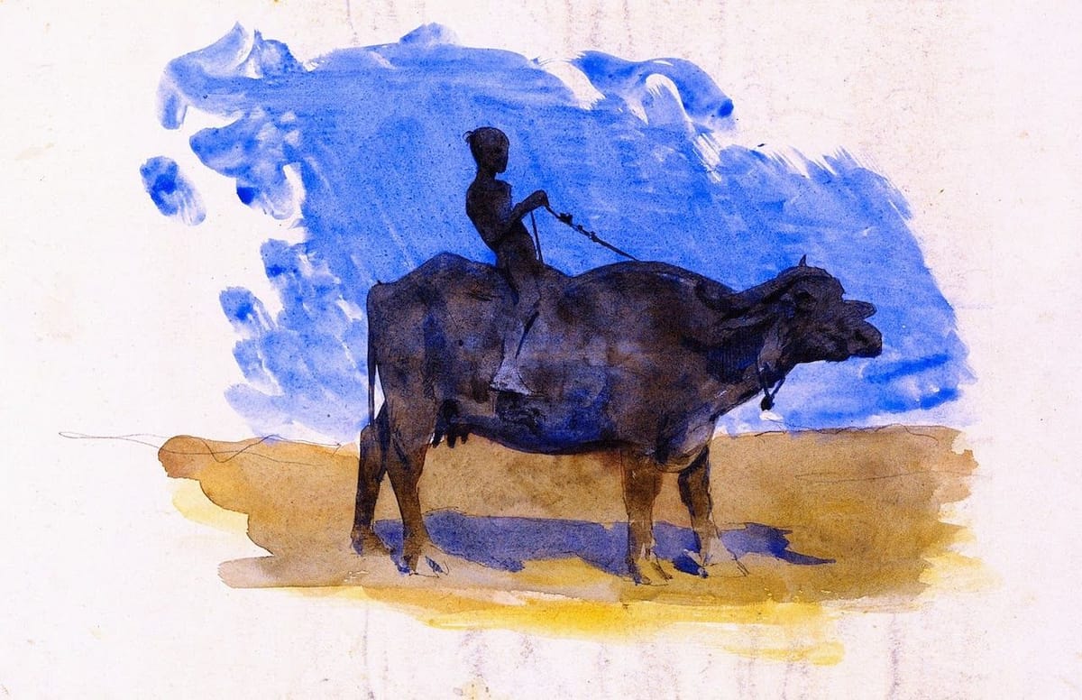 Artwork Title: Boy on a Water Buffalo