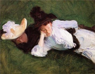 Artwork Title: Two Girls Lying on the Grass