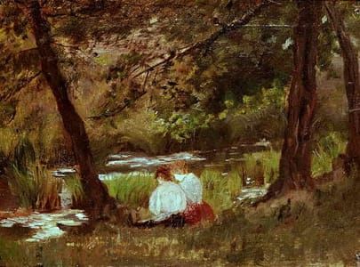 Artwork Title: Two Women Seated By A Woodland Stream