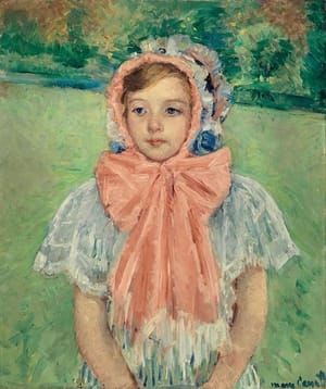 Artwork Title: Girl in a Bonnet Tied with a Large Pink Bow