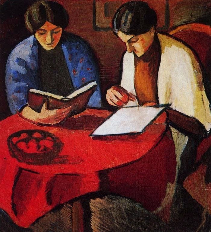 Artwork Title: Zwei Frauen am Tisch (Two Women at a Table)