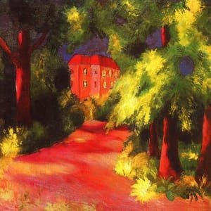 Artwork Title: Red House in a Park