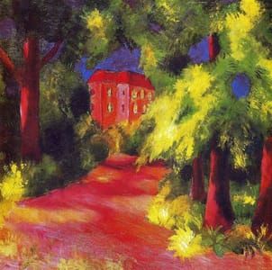Artwork Title: Red House in a Park