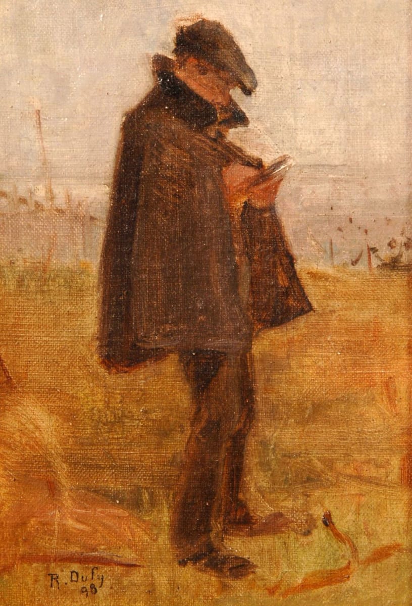 Artwork Title: A reading man, out in the field