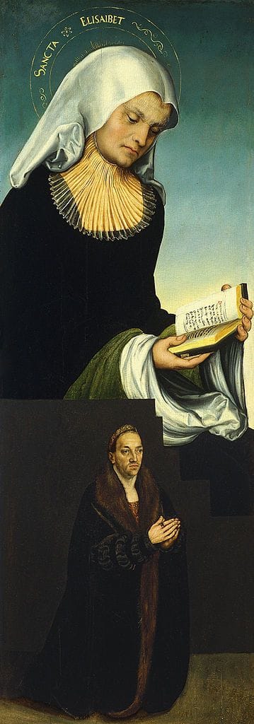 Artwork Title: Die Heilige Elizabeth Mit Herzog Georg Von Sachsen Als Stifter (innerer Linker Flügel Eines Altars)