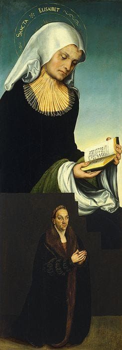 Artwork Title: Die Heilige Elizabeth Mit Herzog Georg Von Sachsen Als Stifter (innerer Linker Flügel Eines Altars)