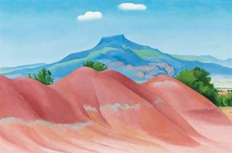 Artwork Title: Red Hills with Pedernal, White Clouds