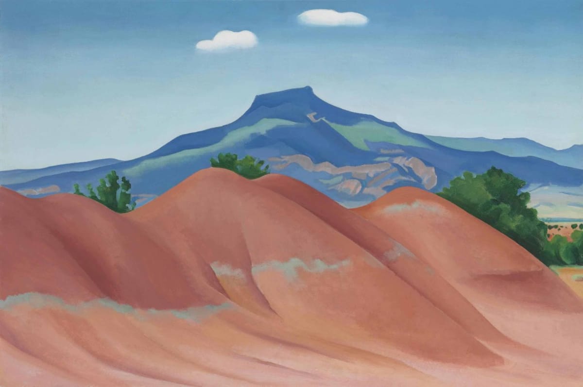 Artwork Title: Red Hills with Pedernal, White Clouds