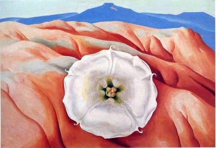 Artwork Title: Red Hills and White Flower II