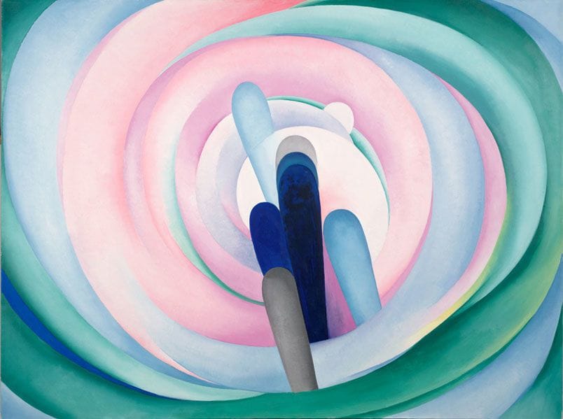 Artwork Title: Grey Blue & Black – Pink Circle
