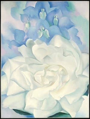 Artwork Title: White Rose with Larkspur No. 2