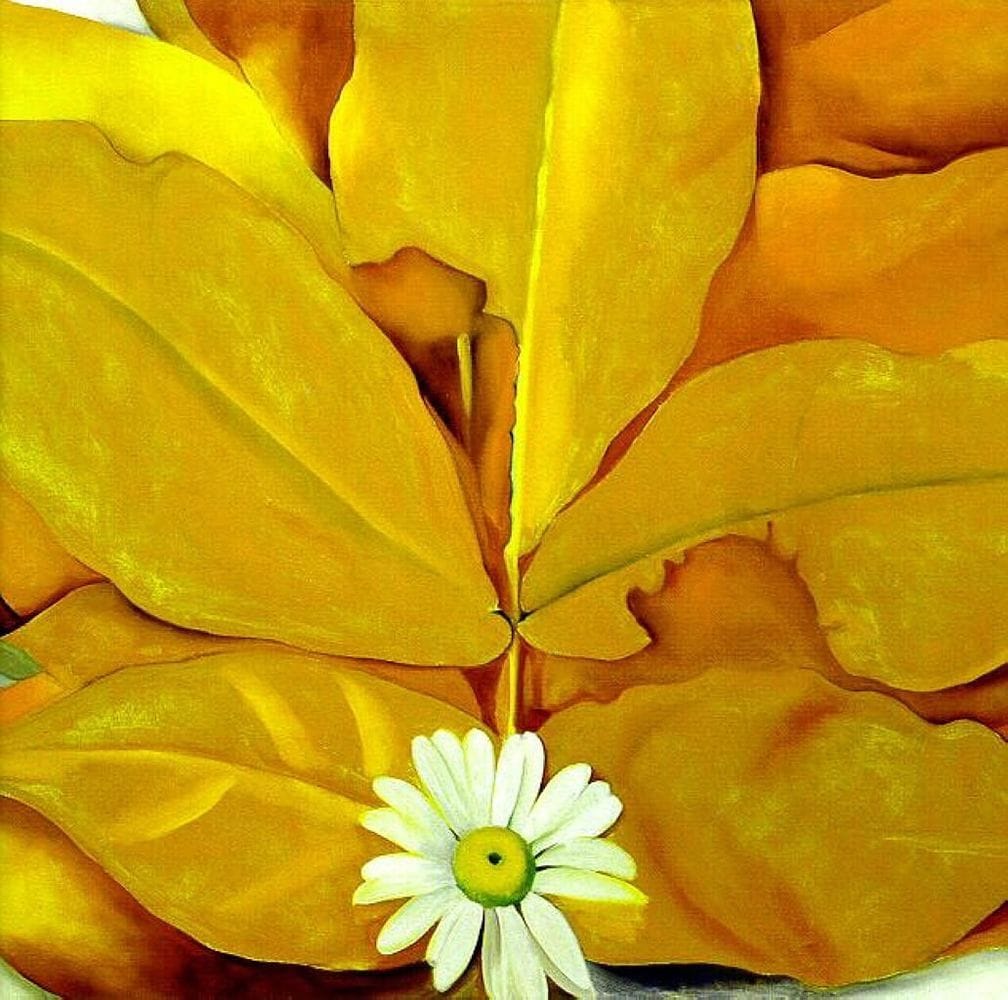 Artwork Title: Yellow Hickory Leaves With Daisy